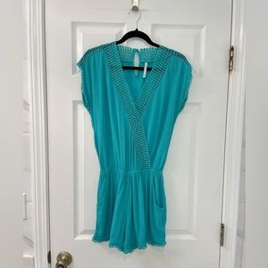 Willow and Clay Low V-Neck Crochet Romper